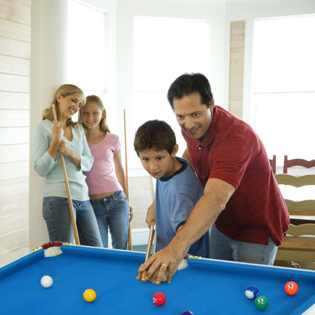 47 Inch Folding Billiard Table with Cues and Brush Chalk-Blue