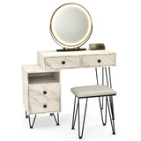 Modern Dressing Table with Storage Cabinet-White