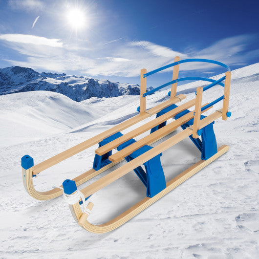 Folding Snowsled Portable Steering Slider with Pulling Ropes and Metal Rails