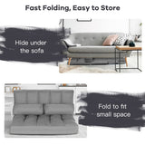 6-Position Foldable Floor Sofa Bed with Detachable Cloth Cover-Gray