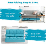 6-Position Foldable Floor Sofa Bed with Detachable Cloth Cover-Blue