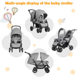 Foldable Lightweight Front Back Seats Double Baby Stroller-Gray