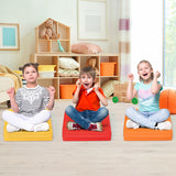 6 Pieces 15 Inches Square Toddler Floor Cushions Flexible Soft Foam Seating with Handles-Multicolor