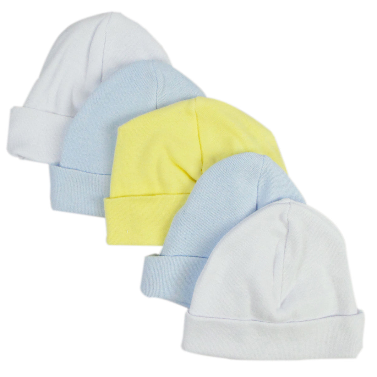 Blue & White Baby Caps (Pack of 5)