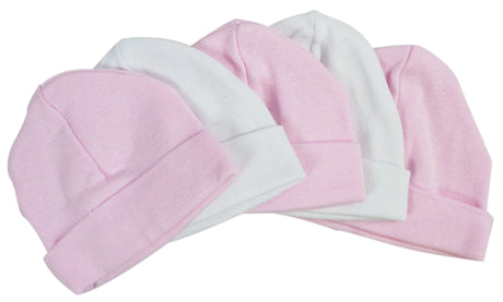 Pink & White Baby Caps (Pack of 5)