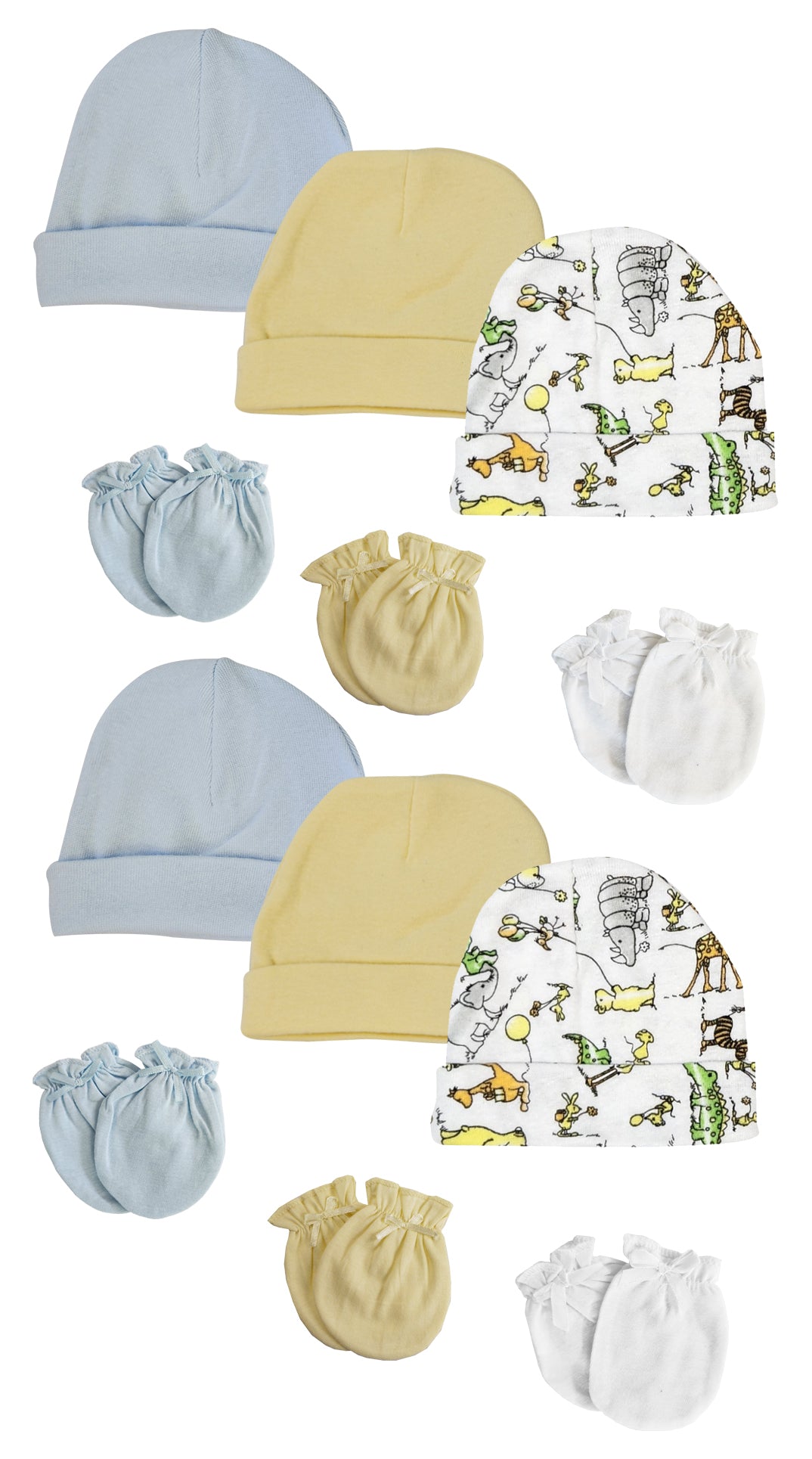 Boys Baby Caps and Mittens (Pack of 12)