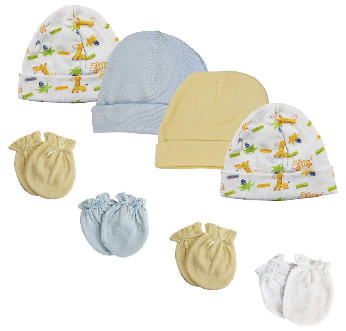 Baby Boy Infant Caps and Mittens (Pack of 8)