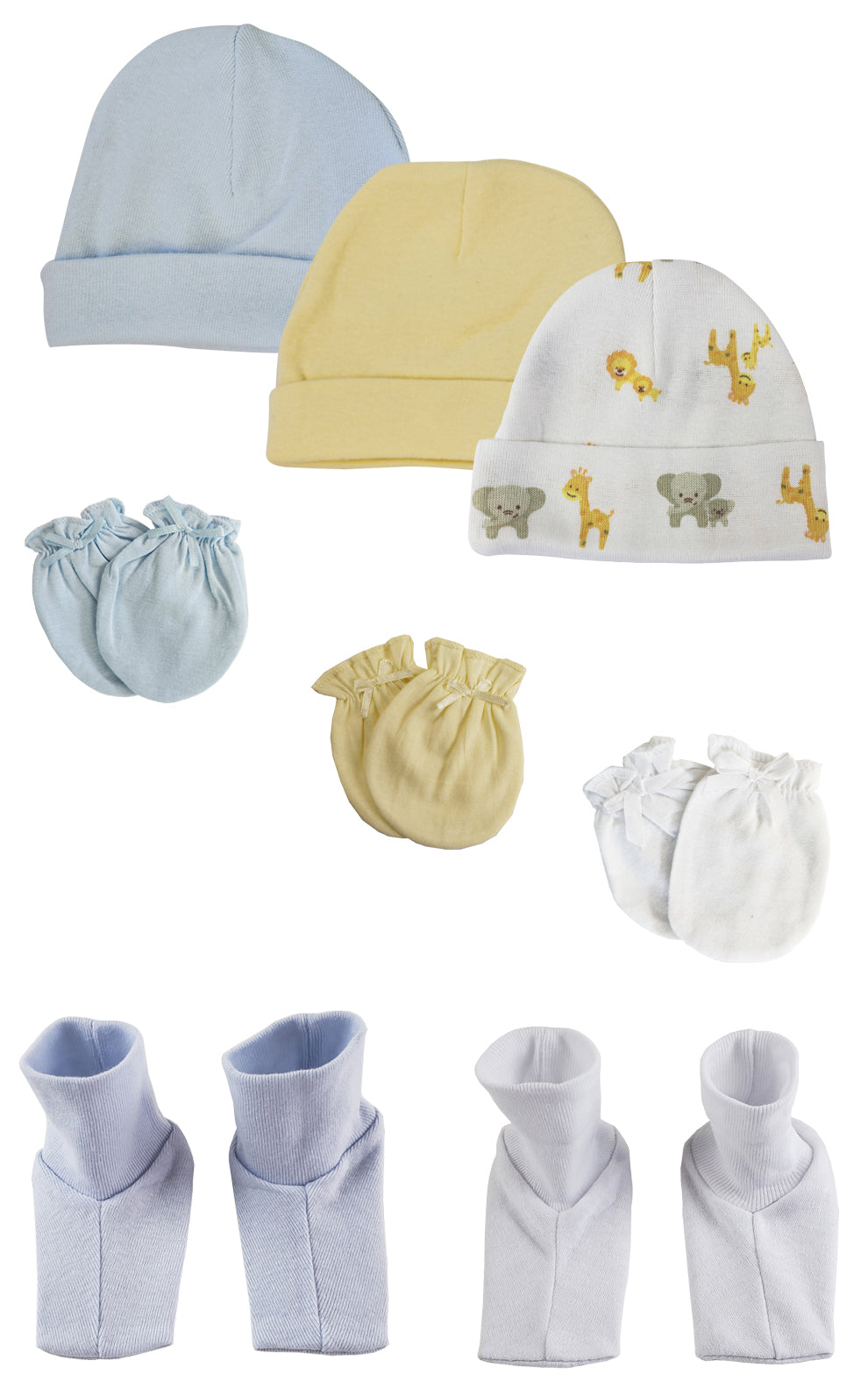 Baby Boys Caps, Booties and Mittens (Pack of 8)