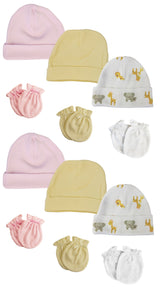 Baby Girls Caps and Mittens (Pack of 12)