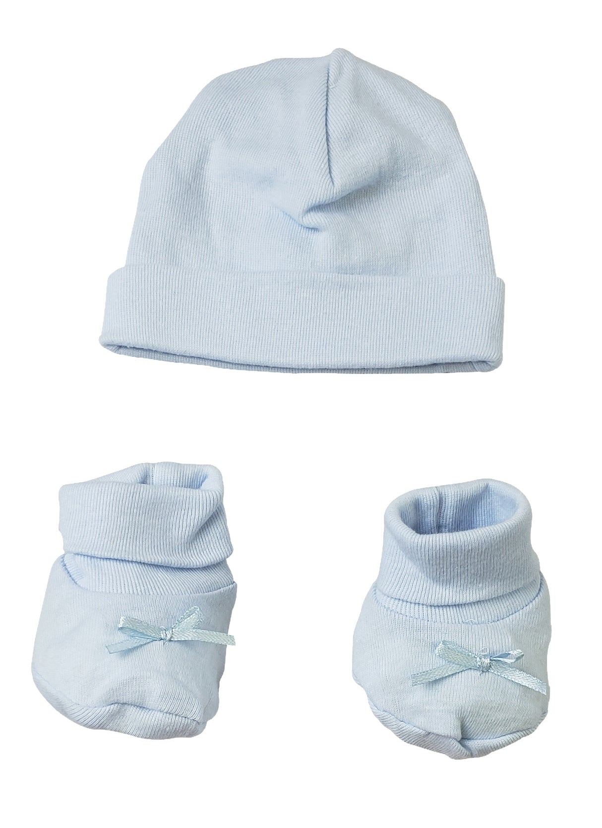 Preemie Baby Cap & Bootie Set - Blue