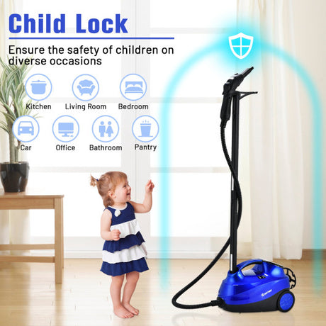 2000W Heavy Duty Multi-purpose Steam Cleaner Mop with Detachable Handheld Unit-Blue