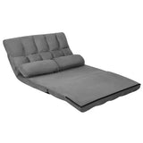 6-Position Foldable Floor Sofa Bed with Detachable Cloth Cover-Gray
