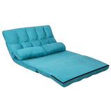 6-Position Foldable Floor Sofa Bed with Detachable Cloth Cover-Blue