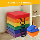 6 Pieces 15 Inches Square Toddler Floor Cushions Flexible Soft Foam Seating with Handles-Multicolor
