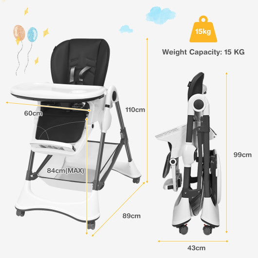 A-Shaped High Chair with 4 Lockable Wheels-Gray