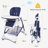 A-Shaped High Chair with 4 Lockable Wheels-Navy