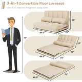6-Position Foldable Floor Sofa Bed with Detachable Cloth Cover-Beige