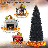 6ft Unlit Artificial Christmas Halloween Pencil Tree Black with Metal Stand-Black