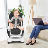 A-Shaped High Chair with 4 Lockable Wheels-Gray