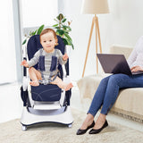 A-Shaped High Chair with 4 Lockable Wheels-Navy