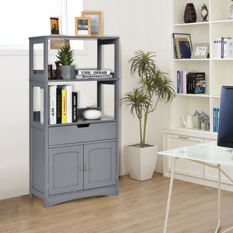 Bathroom Storage Cabinet with Drawer and Shelf Floor Cabinet-Gray
