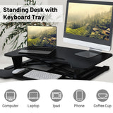 Height Adjustable Standing Desk Converter with Removable Keyboard Tray-Black