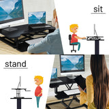 Height Adjustable Standing Desk Converter with Removable Keyboard Tray-Black