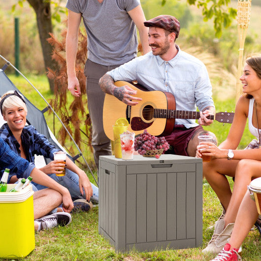 30 Gallon Deck Box Storage Container Seating Tools-Light Brown