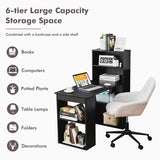 Computer Desk Writing Workstation Office with 6-Tier Storage Shelves-Black