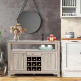 Server Buffet Sideboard With Wine Rack and Open Shelf-Gray