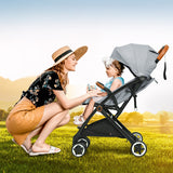 Lightweight Aluminium Frame Baby Stroller with Net-Gray