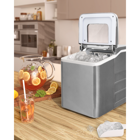 Portable Countertop Ice Maker Machine with Scoop-Silver