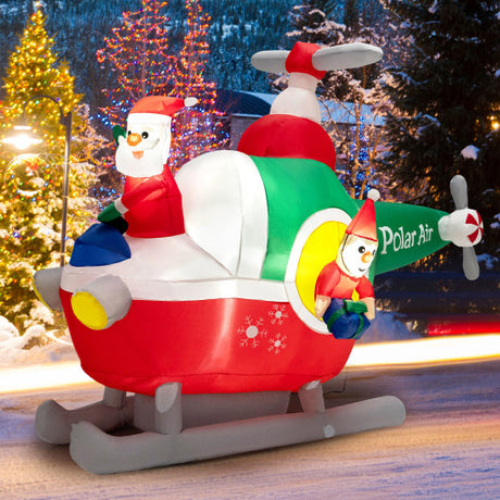 6 Feet Wide Inflatable Santa Claus Flying a Helicopter with Air Blower