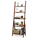 5-Tier Bamboo Ladder Shelf for Home Use-Brown