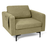 Modern Accent Armchair with Side Storage Pocket-Green