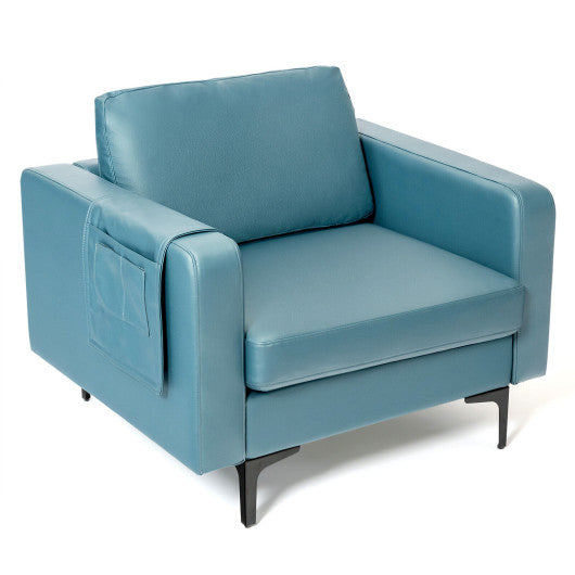 Modern Accent Armchair with Side Storage Pocket-Blue