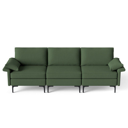 Large 3-Seat Sofa Sectional with Metal Legs for 3-4 people-Army Green