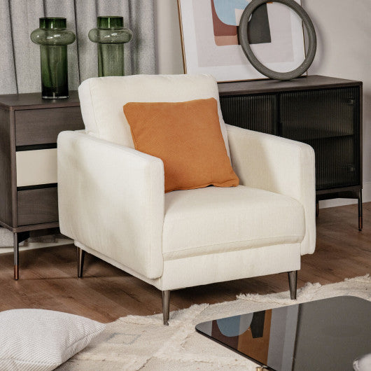 Modern Upholstered Accent Chair with Removable Backrest Cushion-White
