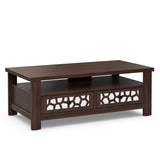 3-tier Coffee Table with 2 Drawers and 5 Support Legs-Brown