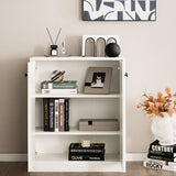 2 Door Storage Base Cabinet with 3-Tier Shelf-White