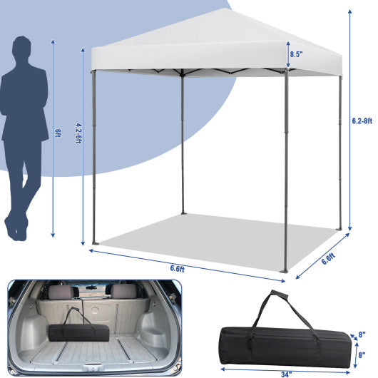 6.6 x 6.6 Feet Outdoor Pop-up Canopy Tent with UPF 50+ Sun Protection-White