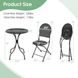 3 Pieces Patio Bistro Set Outdoor Conversation Furniture Table and Folding Chair