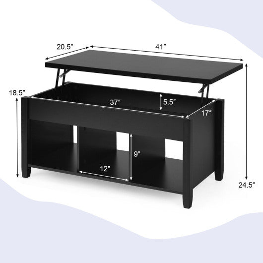 Lift Top Coffee Table with Hidden Storage Compartment-Black