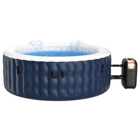 4 Person Inflatable Hot Tub Spa with 108 Massage Bubble Jets-Blue