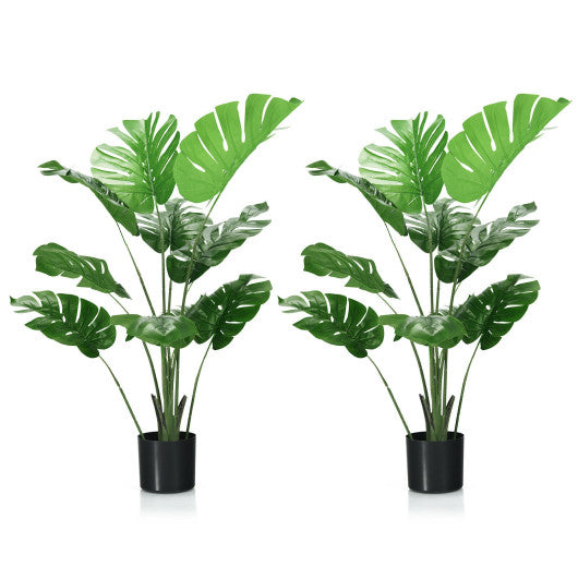 2 Pack Artificial Monstera Deliciosa Tree with 10 Leaves of Different Sizes