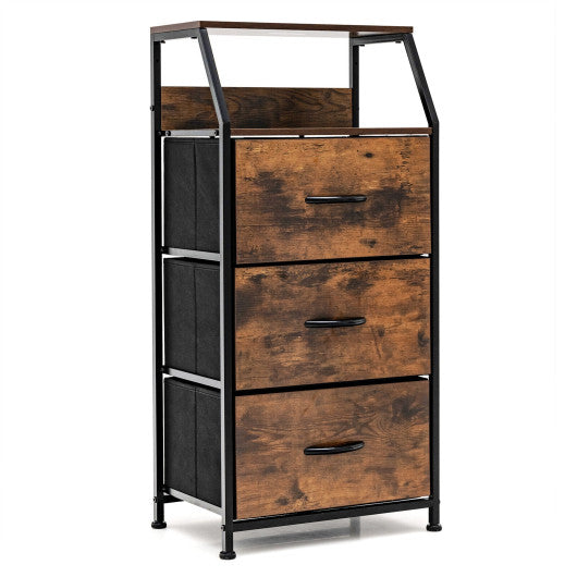 Freestanding Cabinet Dresser with Wooden Top Shelves-M
