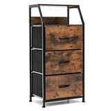 Freestanding Cabinet Dresser with Wooden Top Shelves-M