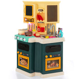 67 Pieces Kid's Kitchen Playset with Vapor and Boil Effects-Green