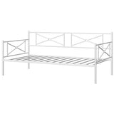 Metal Daybed Twin Bed Frame Stable Steel Slats Sofa Bed-White