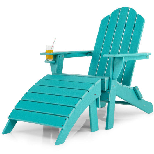 Adirondack Folding Ottoman with All Weather HDPE-Turquoise